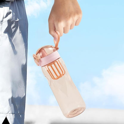 28oz Water Bottle with Fruit Infuser Strainer, BPA-Free Sports Water Bottle, One-Click Clear Water Bottle with Safety Lock for Office, Gym, Outdoors, Pink