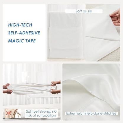 23 Momme Silk Crib Slip for Baby Hair, No More Bed Head and Baby Bald Spots, 100% Silk Crib/Bassinet Sheets for Baby Boy/Girl (White)