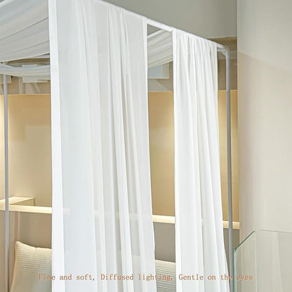 AIKASY White Bed Canopy Scarf for Full/Queen - Luxury Sheer Canopy Bed Curtains with Light - Suitable for Four-Poster Bed, Metal Bed Frame, Wood Bed Frame -2pic