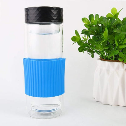 uxcell Silicone Nonslip Glass Bottle Mug Cup Sleeve Protector Cover Blue