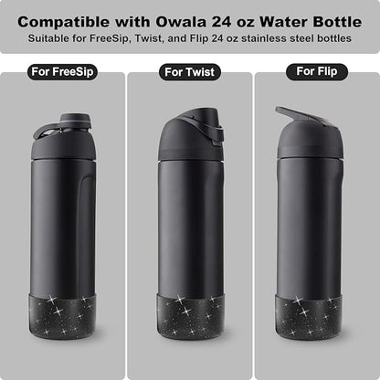 2PCS Silicone Water Bottle Boot for Owala 24oz 32oz 40oz, Anti-Slip Protective Sleeve Bottom Bumper Protector for FreeSip, Twist, and Flip Stainless Steel Water Bottles