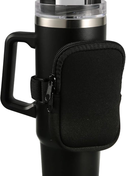 SAVITA Water Bottle Pouch for Stanley, Multifunctional Water Bottle Pouch Adjustable Gym Bottle Pouch for Stanley Quencher Adventure 40oz & Stanley IceFlow 20oz 30oz (Black)