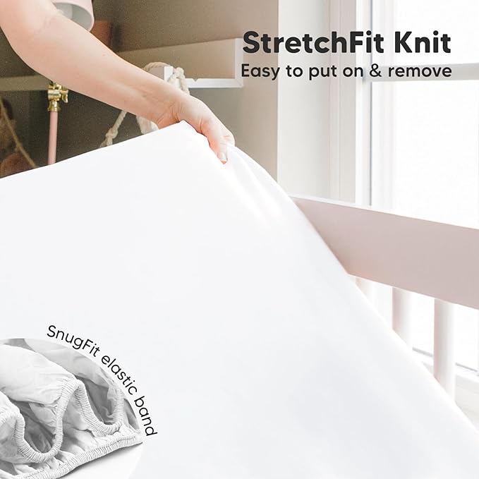 2-Pack Crib Sheets for Boys,Girls - Viscose Derived from Bamboo Fitted Crib Sheet, Organic Baby Crib Sheets, Crib Mattress Sheet,Toddler Bed Sheets,Baby Sheets for Crib Fitted Sheets(Soft White)