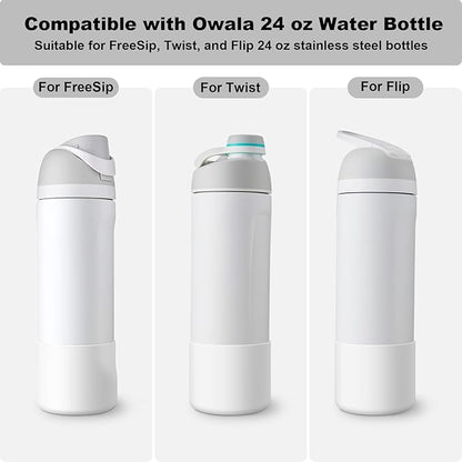 2PCS Silicone Water Bottle Boot for Owala 24oz 32oz 40oz, Anti-Slip Protective Sleeve Bottom Bumper Protector for FreeSip, Twist, and Flip Stainless Steel Water Bottles