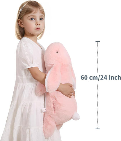 24 inch Cute Giant Weighted Bunny Plush Soft Body Pillow, Large Rabbit Weighted Stuffed Animals Toys plushies, Gift for Kids Girls and Boy, Birthday