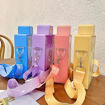 Blue Lightning Travel Water Bottle with Straw Birthday Gift Cup Picnic Cup Ice Travel Mug with Strap (lightning blue, 450 ml)