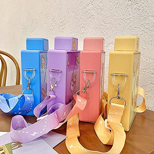 Purple Lightning Travel Water Bottle with Straw Birthday Gift Cup Picnic Cup Ice Travel Mug with Strap (lightning purple, 450 ml)