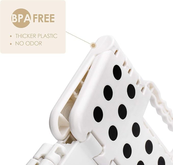 Non-Slip Folding Step Stool - 11 inch Height Premium Heavy Duty Foldable Step Stool for Kids, Kitchen Garden Bathroom Camping Stepping Stool - White