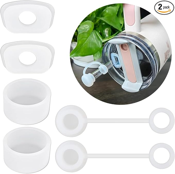 Silicone Spill Stopper Set of 3, Compatible with Stanley Cup 2.0 40oz/30oz, Proof Stopper For Stanley,Tumbler Accessories, Including 2 Straw Cover Caps, 2 Square Spill Stoppers, 2 Round Leak Stopper