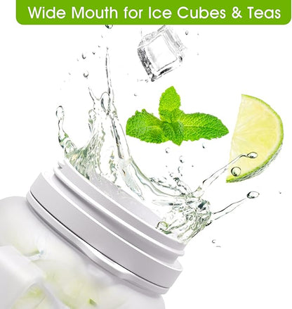 Motivational Collapsible Water Bottle with Straw and Paracord Handle 1.2L 40 OZ Reusable Silicone Sports Water Jug with Time Marker Leakproof Large Water Bottles for Yoga Outdoors