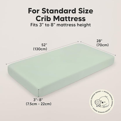 2-Pack Organic Crib Sheets for Boys, Girls - Jersey Fitted Crib Sheet, Baby Crib Sheets Neutral, Crib Mattress Sheet, Cotton Crib Sheets, Breathable Crib Sheet, Baby Mattress Sheets (Sage)