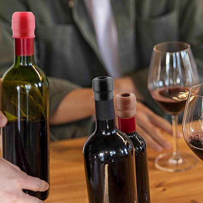 4 PCS Wine Stoppers for Wine Bottles, Reusable Sparkling Wine Bottle Stopper Wine Sealer, Silicone Wine Stopper Wine Bottle Stopper for Beer Champagne Prosecco(4 Color)