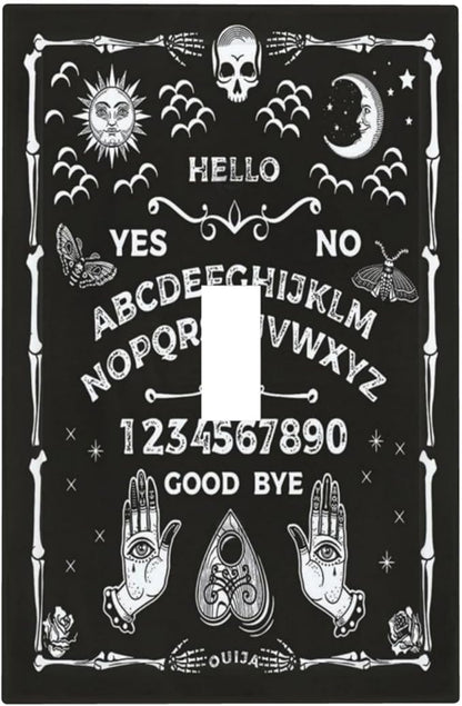 Black Witchy Skeleton Skull Gothic Sun Moon 1 Gang Novelty Light Switch Covers Decorative Unique Single Toggle Wall Plate Switchcover Electrical Switchplate for Bathroom Bedroom Decor