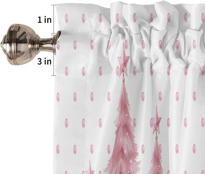 Pink Christmas Window Valance for Bedroom Living Room, Funny Santa Claus Window Curtain for Kitchen Bathroom, Pink Christmas Window Valance Rod Pocket Window Treatment, 54" W x 18" L
