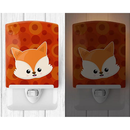 Caroline's Treasures BB7089CNL Baby Fox Face Polkadots Ceramic Night Light Compact, UL-Certified, Ideal for Bedroom, Bathroom, Nursery, Hallway, Kitchen, 6x4x3, Multicolor