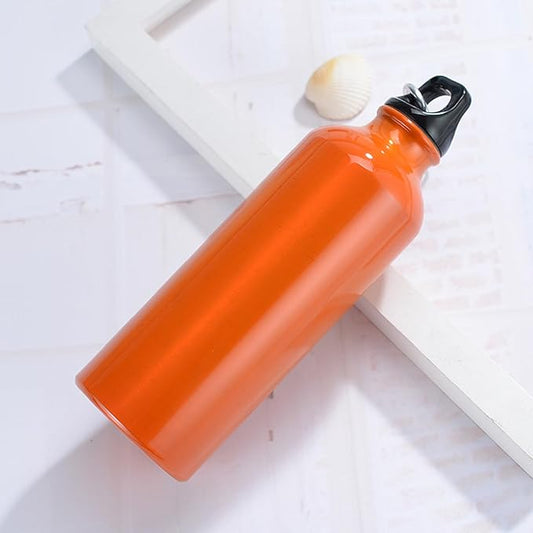 Aluminum Round Canteen Water Bottle - Sports Water Bottle for Travel Sports Camping Hiking Outdoor Recreation with Hook Portable BPA Free 25 Oz, Orange