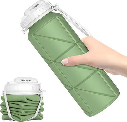 690ML Collapsible Water Bottles Reusable Leak Proof Silicone Water Bottle BPA Free Durable Foldable Sports Bottles & straw 23oz Lightweight Bottle for Gym Hiking Biking Camping Travel Bottle