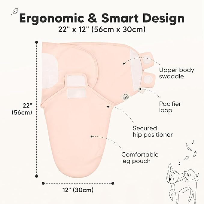 3-Pack Organic Baby Swaddle Sleep Sacks - Newborn Swaddle Sack, Ergonomic Baby Swaddles 0-3 Months, Swaddles for Newborns, Baby Sleep Sack, Baby Swaddle Blanket Wrap,Baby Essentials(Angelic)