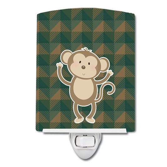 Caroline's Treasures BB7025CNL Monkey Ceramic Night Light Compact, UL-Certified, Ideal for Bedroom, Bathroom, Nursery, Hallway, Kitchen, 6x4x3, Multicolor