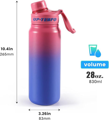 28oz Sports Water Bottle with Straw, Stainless Steel Vacuum Insulated Cooling Water Bottle, Leak Proof Metal Water Bottle, Double Insulated, Suitable for Sports, Gym and Travel (Rose & Blue)