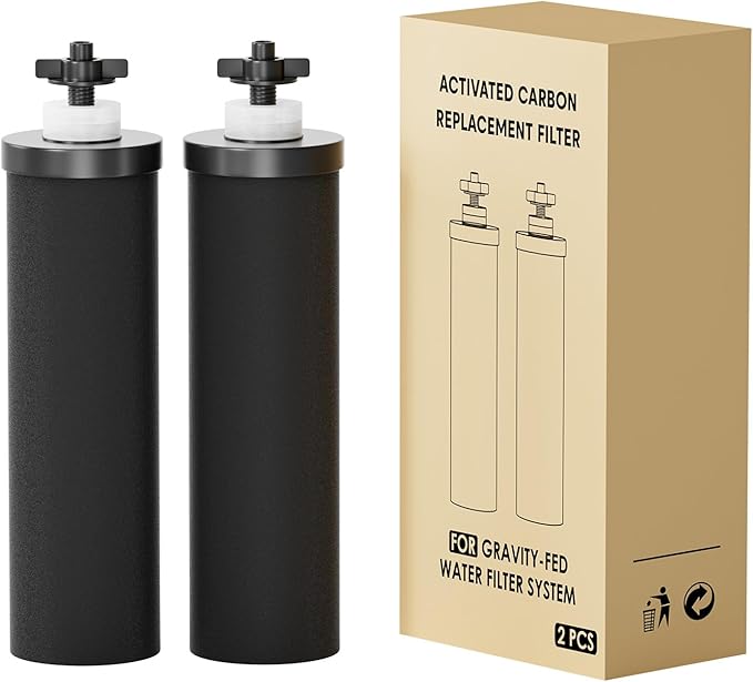 7" Ceramic Filter Activated Carbon Gravity Water Replacement Element (Black Carbon, 2)