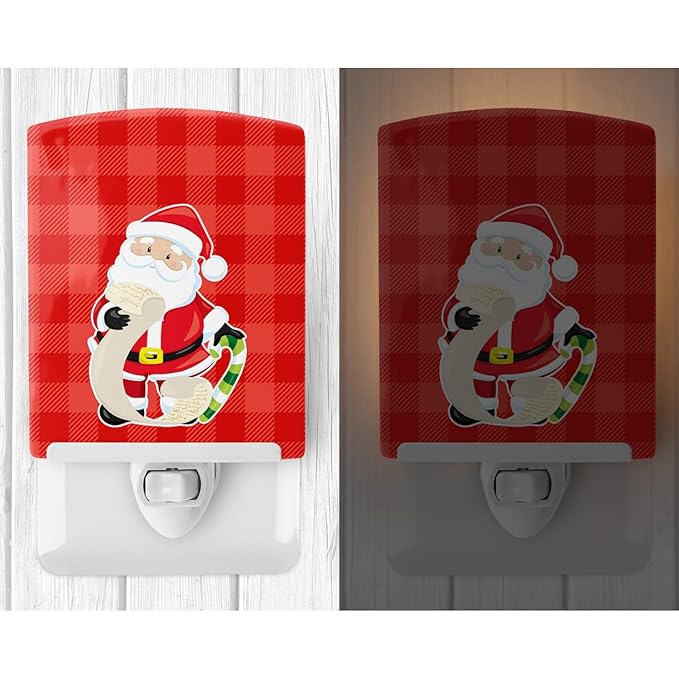 Caroline's Treasures BB9021CNL Christmas Santa Claus List Ceramic Night Light Compact, UL-Certified, Ideal for Bedroom, Bathroom, Nursery, Hallway, Kitchen, 6x4x3, Multicolor
