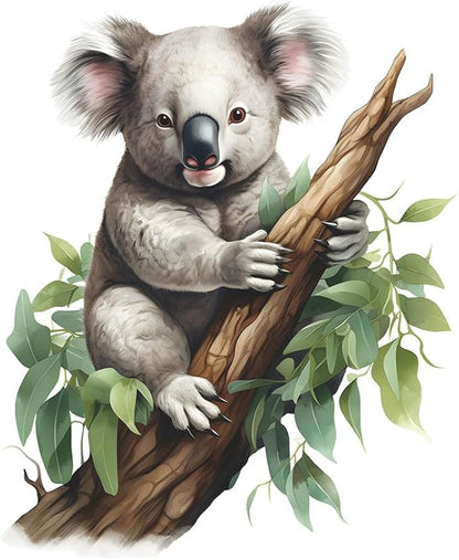 Removable Cute Koala Wall Decal Koala on Branch Wall Sticker Peel and Stick Watercolor Animal Wall Art Decor Stickers for Kids Baby Classroom Living Room Playing Room Bedroom