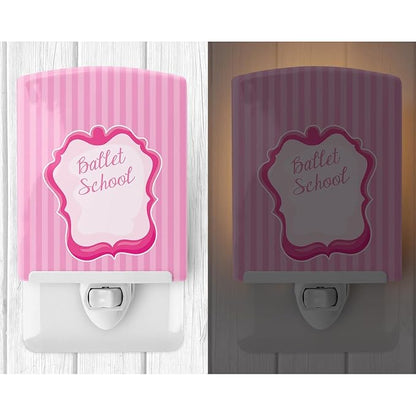 Caroline's Treasures BB8625CNL Ballet School on Stripes Ceramic Night Light Compact, UL-Certified, Ideal for Bedroom, Bathroom, Nursery, Hallway, Kitchen, 6x4x3, Multicolor