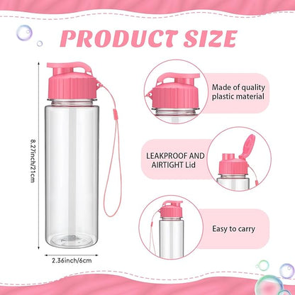 Mifoci 20 Pieces Water Bottle Bulk Plastic Water Bottles Bulk Gym Sports Adults Reusable Large Water Bottles with Leak Proof Flip Top for Party Outdoor(17 oz,Rose Red)