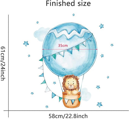 Waterproof Removable Vinyl PVC Hot Air Balloon Lion Safari Animal Star Wall Decal Wall Sticker Decor Nursery Kidsroom School Classroom Livingroom Bedroom Bathroom