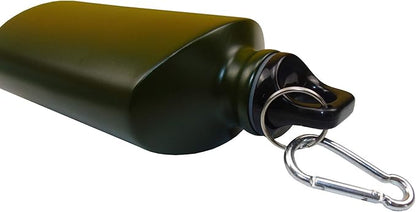 Aluminum Flat Military Canteen Water Bottle - for Travel Camping Hiking Outdoor Recreation with Hook Portable BPA Free 18oz Green