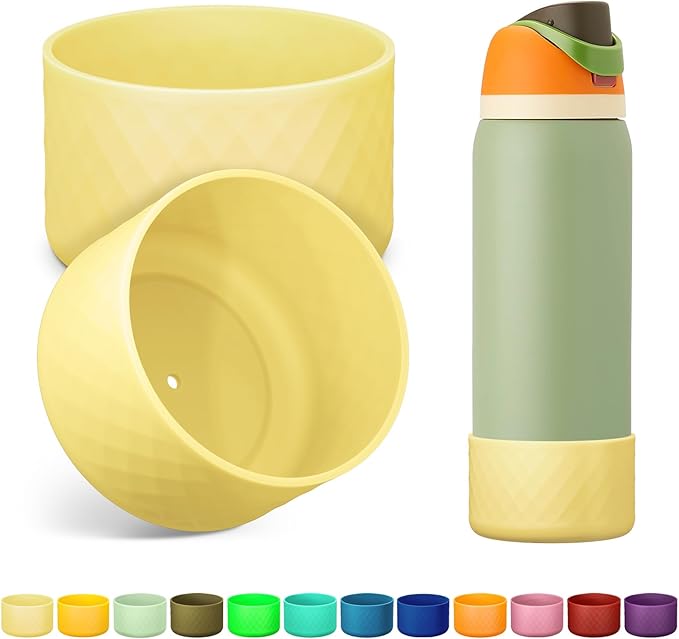 2PCS Silicone Water Bottle Boot for Owala 24oz 32oz 40oz, Anti-Slip Protective Sleeve Bottom Bumper Protector for FreeSip, Twist, and Flip Stainless Steel Water Bottles