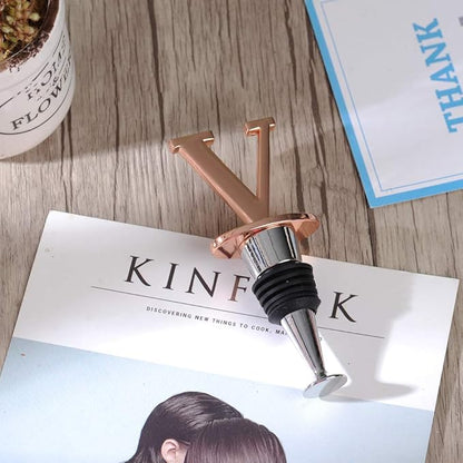 Miicol Wine Bottle Stopper, Prosecco Stopper, Rose Gold Wine Stopper, Personalised Champagne Stopper, Initial Wine Stopper, Funny Prosecco Gift, Wine Lovers Gift, Kitchen Decor, Letter V