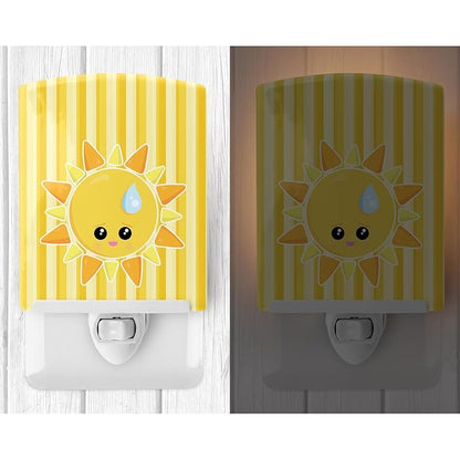 Caroline's Treasures BB7150CNL Weather Sun Sprinkle Face Ceramic Night Light Compact, UL-Certified, Ideal for Bedroom, Bathroom, Nursery, Hallway, Kitchen, 6x4x3, Multicolor
