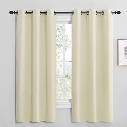 NICETOWN Kitchen Curtains for Decoration, Thermal Insulated Grommet Room Darkening Draperies/Panels for Laundry (Beige, 2 Panels, W42 x L68 inches)