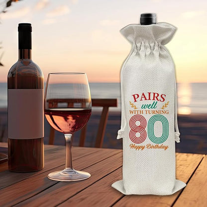 80th Birthday Gifts Wine Bag Congratulations Gifts for Women Men Parents Mom Dad Anniversary 1944 Birthday Wine Gift Bag