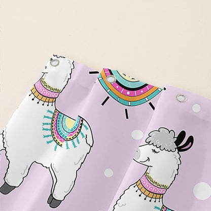 AILONEN Cool Llama Shower Curtain,Purple Desert Cactus Llama Bath Curtain,Polyester Water for Bathroom with 12 Plastic Hooks,60" W*72" H Purple