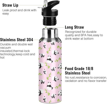 MNSRUU Insulated Water Bottle with Straw, Rainbow and Unicorns Stainless Steel Flasks for Sports Cycling Hiking School