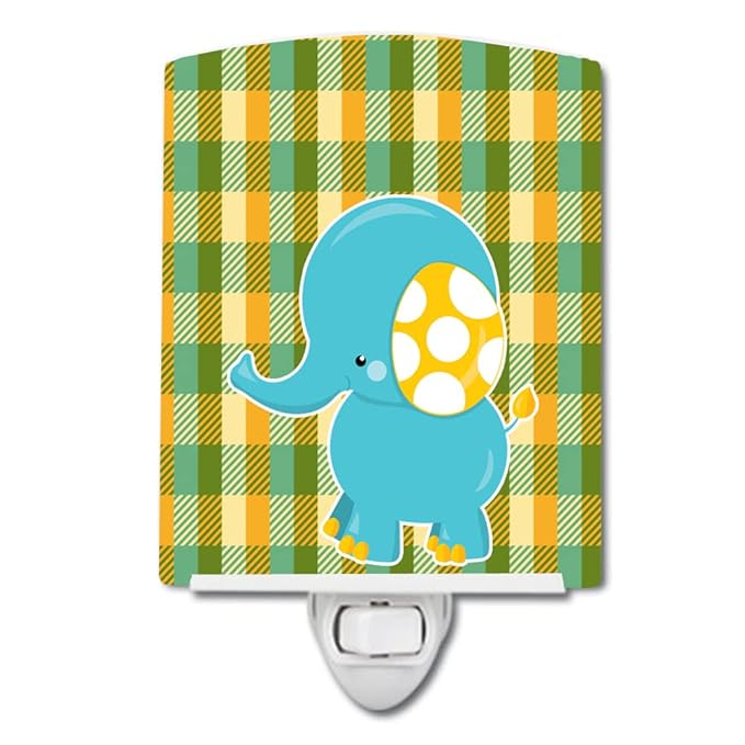 Caroline's Treasures BB6822CNL Boy Elephant Ceramic Night Light Compact, UL-Certified, Ideal for Bedroom, Bathroom, Nursery, Hallway, Kitchen, 6x4x3, Multicolor