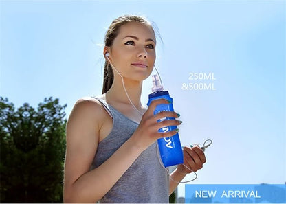 AONIJIE 2 Pcs Sports Collapsible Water Bottle BPA Free - TPU Soft Drink Water Kettle Foldable Flask for Hiking Bicycling Running Climbing