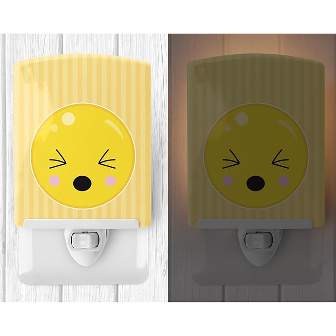 Caroline's Treasures BB8739CNL Eyes Closed Face Ceramic Night Light Compact, UL-Certified, Ideal for Bedroom, Bathroom, Nursery, Hallway, Kitchen, 6x4x3, Multicolor