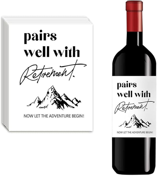 24Pcs Retirement Wine Bottle Stickers Pairs Well With Retirement Gift For Coworker Now Let The Adventure Begin Retirement Wine Label Wine Gift Retirement Party Decorations Supplies