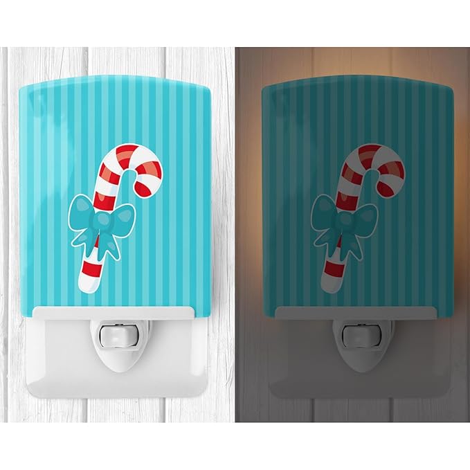 Caroline's Treasures BB8947CNL Christmas Candy Cane Ceramic Night Light Compact, UL-Certified, Ideal for Bedroom, Bathroom, Nursery, Hallway, Kitchen, 6x4x3, Multicolor