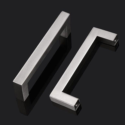 Probrico (10 Pack Kitchen Cabinet Handles 3-3/4" Holes Centers Stainless Steel Square Drawer Pulls Brushed Nickel 4-1/4" Overall Length