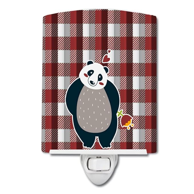 Caroline's Treasures BB6751CNL Panda Love Ceramic Night Light Compact, UL-Certified, Ideal for Bedroom, Bathroom, Nursery, Hallway, Kitchen, 6x4x3, Multicolor
