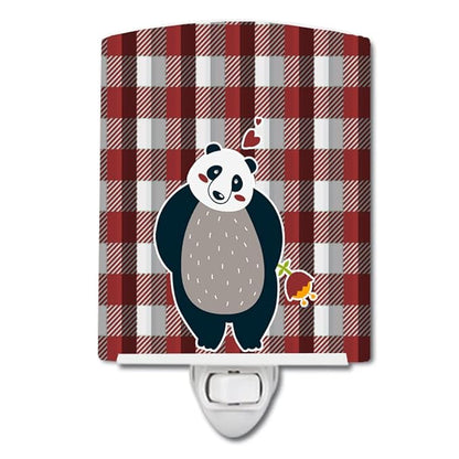 Caroline's Treasures BB6751CNL Panda Love Ceramic Night Light Compact, UL-Certified, Ideal for Bedroom, Bathroom, Nursery, Hallway, Kitchen, 6x4x3, Multicolor