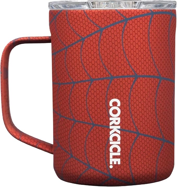 Corkcicle Spiderman Coffee Mug, Insulated Travel Coffee Cup with Lid, Stainless Steel, Spill Proof for Coffee, Tea, and Hot Cocoa, 16 oz
