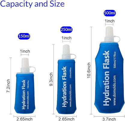 250 ml/8.5 oz Soft Flask, Flexible TPU Soft Water Flask for Running Vest, BPA-Free Hydration Flask for Running, Hiking, Cycling, Climbing-White