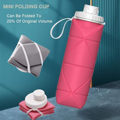 SPECIAL MADE Collapsible Water Bottles Cups Leakproof Valve Reusable BPA Free Silicone Foldable Travel Water Bottle Cup for Gym Camping Hiking Travel Sports Lightweight Durable