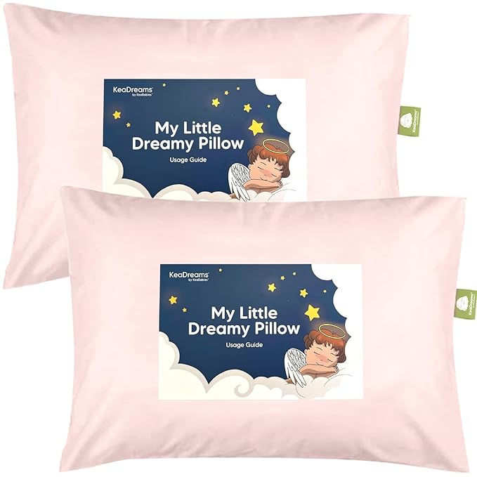 2-Pack Toddler Pillow - Soft Organic Cotton Toddler Pillows for Sleeping - 13X18 Small Pillow for Kids - Kids Pillows for Sleeping - Kids Pillow for Travel, School, Nap, Age 2 to 5 (Mist Pink)
